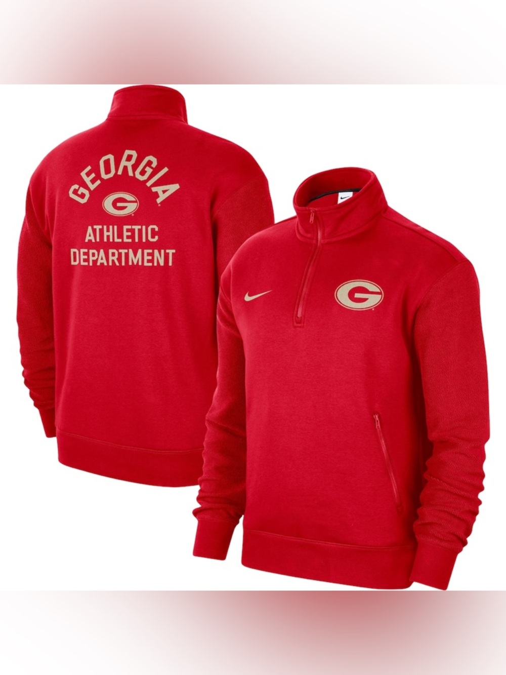 Nike Red Georgia Bulldogs Campus Athletic Department Quarter-Zip Sweatshirt